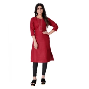 Women's Cotton Mill Printed  Straight Kurti (Red)