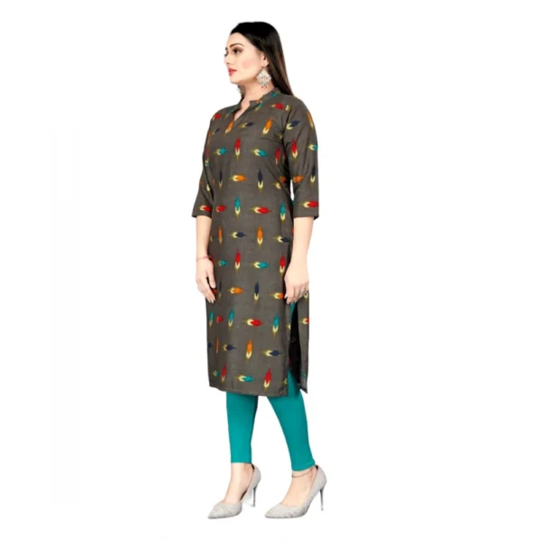 Women's Rayon Foil Printed Straight Kurti (MehandhiGreen)