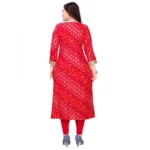 Women's Rayon Foil Printed Straight Kurti (Red)