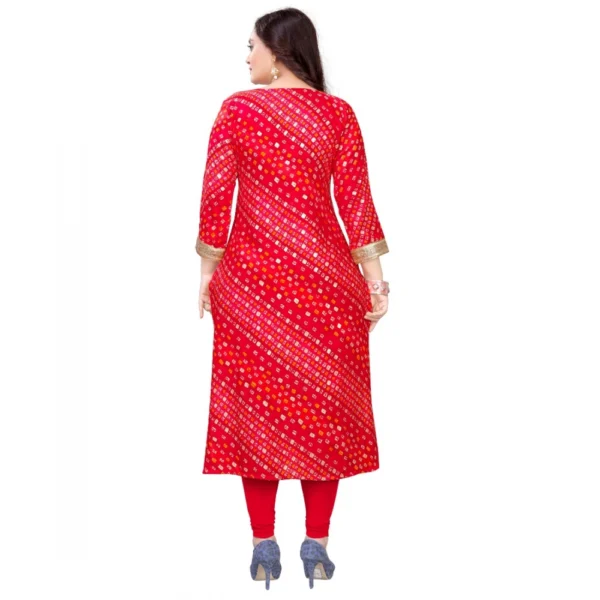 Women's Rayon Foil Printed Straight Kurti (Red)