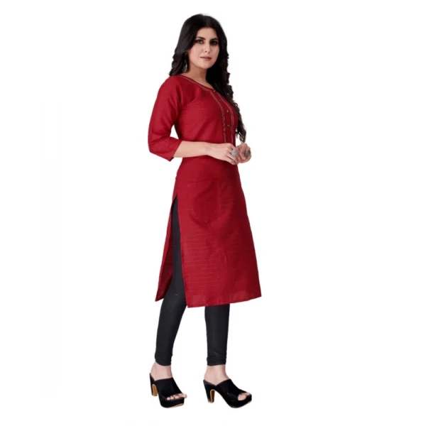 Women's Cotton Mill Printed  Straight Kurti (Red)