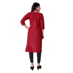 Women's Cotton Mill Printed  Straight Kurti (Red)