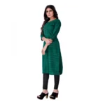 Women's Cotton Mill Printed  Straight Kurti (Green)