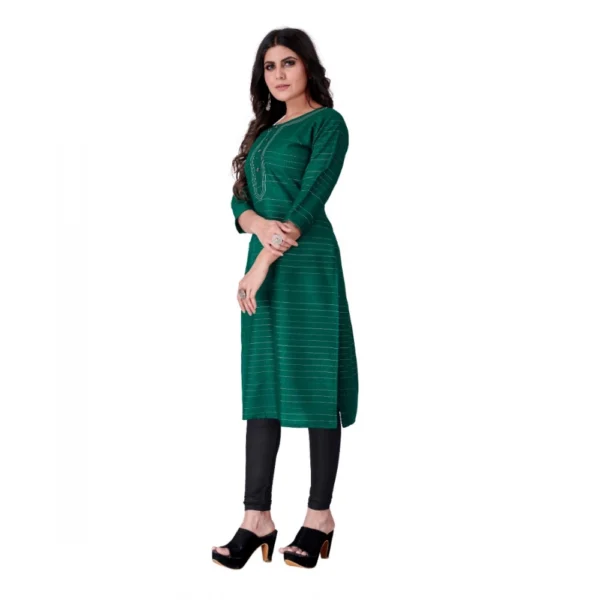 Women's Cotton Mill Printed  Straight Kurti (Green)