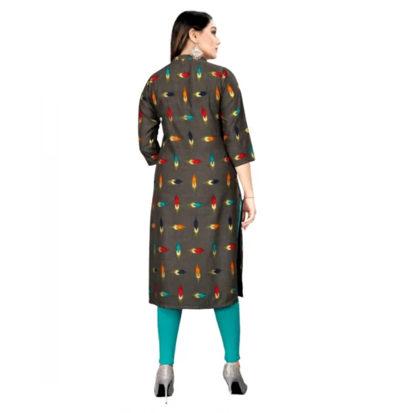 Women's Rayon Foil Printed Straight Kurti (MehandhiGreen)