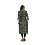 Women's Rayon Foil Printed Straight Kurti (MehandhiGreen)