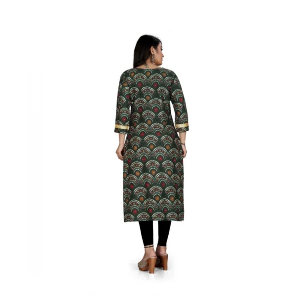 Women's Rayon Foil Printed Straight Kurti (MehandhiGreen)