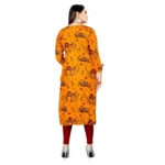 Women's Rayon Foil Printed Straight Kurti (MustardYellow)