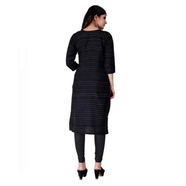 Women's Cotton Mill Printed  Straight Kurti (Black)