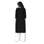 Women's Rayon Lace Straight Kurti (Black)