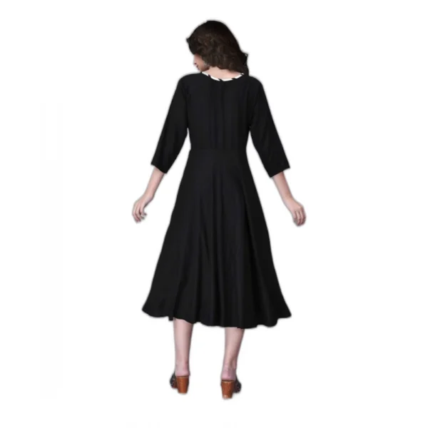 Women's Rayon Lace Straight Kurti (Black)