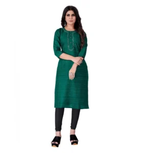 Women's Cotton Mill Printed  Straight Kurti (Green)