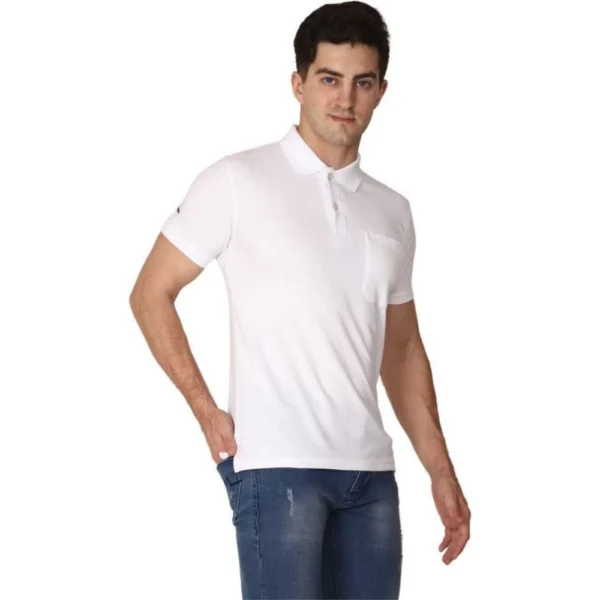 Men's Half Sleeve Polo Collar Cotton T Shirt (White )
