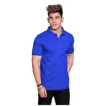 Men's Half Sleeve Polo Collar Cotton T Shirt (Royal Blue)