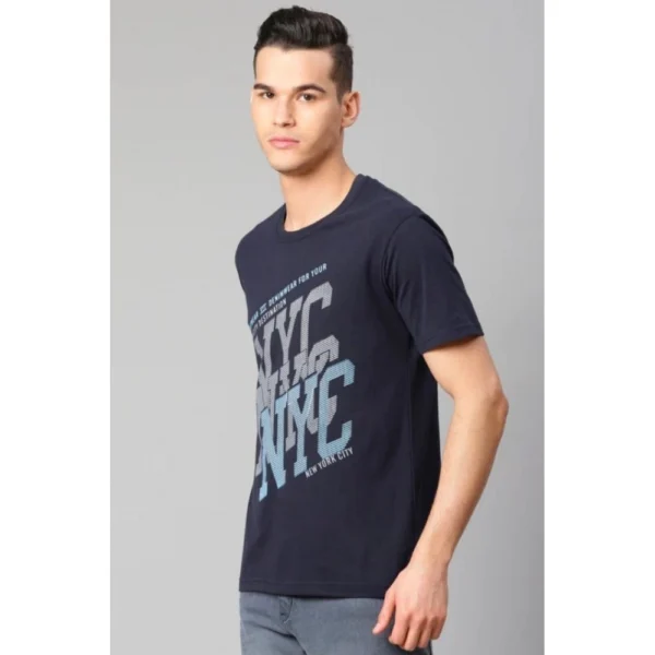 Men's Half Sleeve Round Neck Cotton T Shirt (Navy Blue)