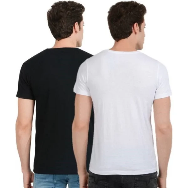 Men's Half Sleeve Round Neck Polyester T Shirt (Black And White)