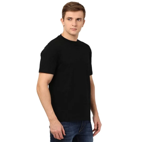 Men's Half Sleeve Round Neck Polyester T Shirt (Black)