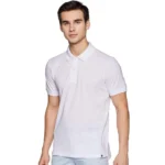 Men's Half Sleeve Polo Collar Cotton T Shirt (White)