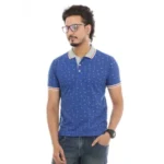 Men's Half Sleeve Polo Collar Matte T Shirt (Royal Blue)