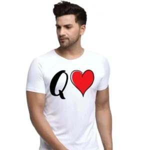 Men's Half Sleeve Round Neck Polyester T Shirt (White)