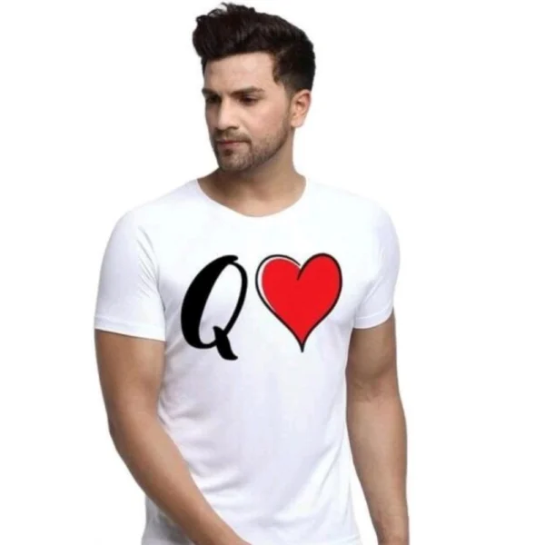 Men's Half Sleeve Round Neck Polyester T Shirt (White)