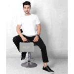 Men's Half Sleeve Round Neck Polyester T Shirt (White)