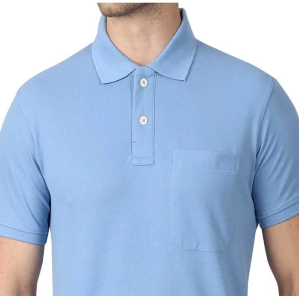 Men's Half Sleeve Polo Collar Cotton T Shirt (Sky Blue)