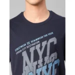 Men's Half Sleeve Round Neck Cotton T Shirt (Navy Blue)