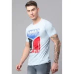 Men's Half Sleeve Round Neck Cotton T Shirt (Blue)