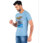 Men's Half Sleeve Round Neck Cotton T Shirt (Blue)