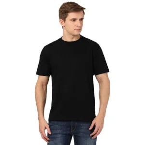 Men's Half Sleeve Round Neck Polyester T Shirt (Black)