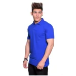 Men's Half Sleeve Polo Collar Cotton T Shirt (Royal Blue)