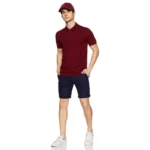Men's Half Sleeve Polo Collar Cotton T Shirt (Maroon)