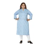 Women's Casual 3/4th Sleeve Full printed Imported Synthetix Straight Kurti (Blue)