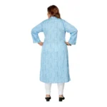 Women's Casual 3/4th Sleeve Full printed Imported Synthetix Straight Kurti (Blue)