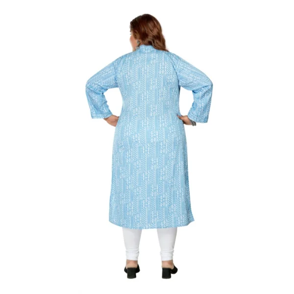 Women's Casual 3/4th Sleeve Full printed Imported Synthetix Straight Kurti (Blue)