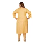 Women's Casual 3/4th Sleeve Mirror Embroided Rayon Straight Kurti (Tan)