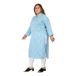 Women's Casual 3/4th Sleeve Full printed Imported Synthetix Straight Kurti (Blue)