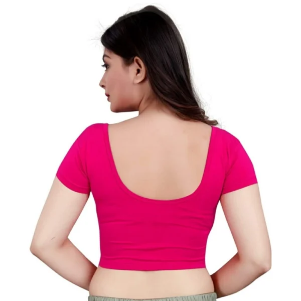 Women's Short Sleeve Cotton Lycra Readymade Blouse (Pink, Free Size)