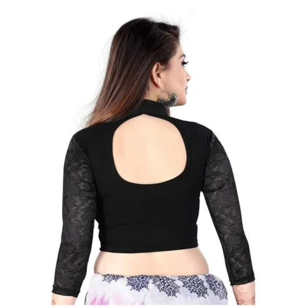 Women's 3/4 th Sleeve Cotton Lycra Readymade Blouse (Black, Free Size)