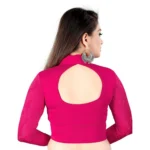 Women's 3/4 th Sleeve Cotton Lycra Readymade Blouse (Pink, Free Size)