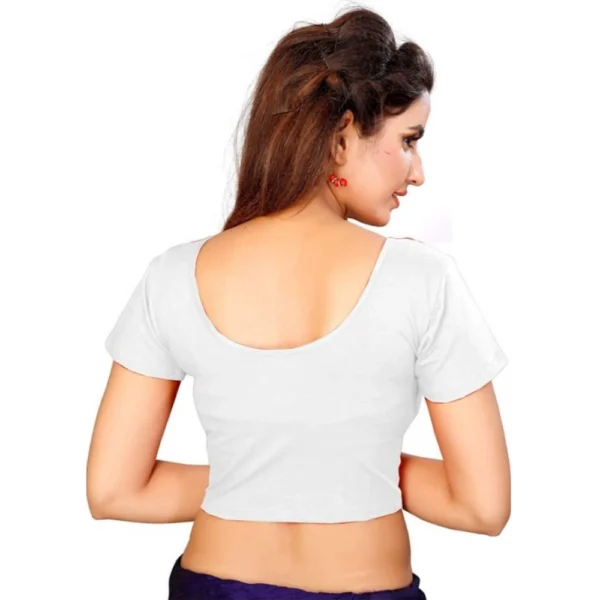 Women's Short Sleeve Cotton Lycra Readymade Blouse (White, Free Size)