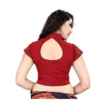 Women's Short Sleeve Cotton Lycra Readymade Blouse (Maroon, Free Size)
