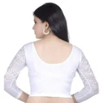 Women's 3/4 th Sleeve Cotton Lycra Readymade Blouse (White, Free Size)