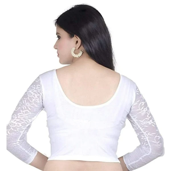 Women's 3/4 th Sleeve Cotton Lycra Readymade Blouse (White, Free Size)