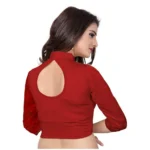 Women's 3/4 th Sleeve Cotton Lycra Readymade Blouse (Maroon, Free Size)