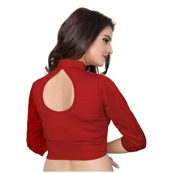Women's 3/4 th Sleeve Cotton Lycra Readymade Blouse (Maroon, Free Size)