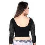 Women's 3/4 th Sleeve Cotton Lycra Readymade Blouse (Black, Free Size)
