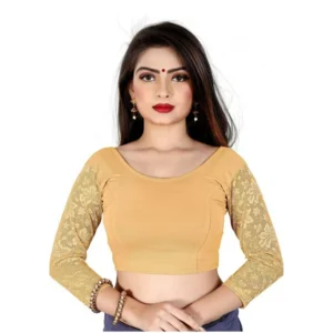 Women's 3/4 th Sleeve Cotton Lycra Readymade Blouse (Skin, Free Size)