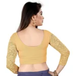 Women's 3/4 th Sleeve Cotton Lycra Readymade Blouse (Skin, Free Size)